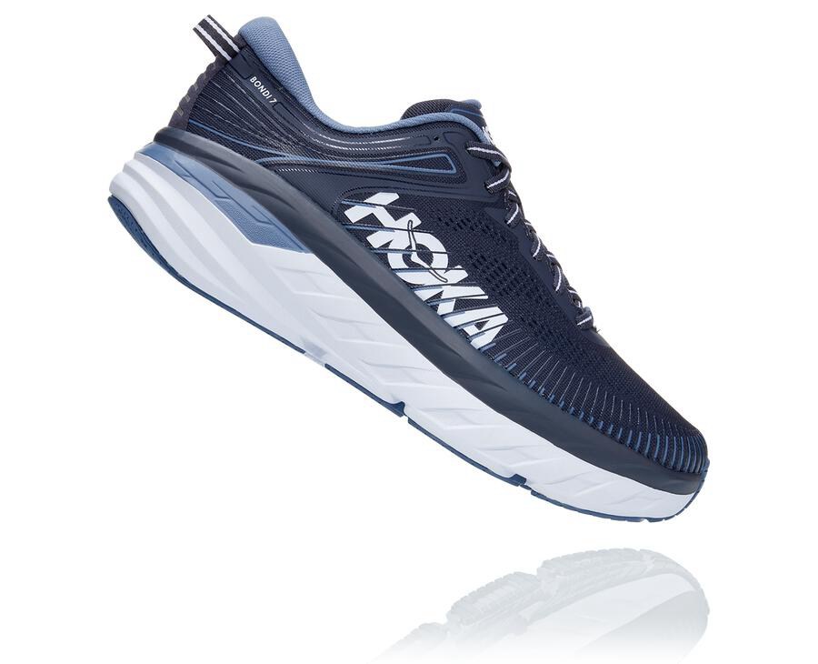 Chaussure Running Hoka One One Bondi 7 Homme - Bleu Marine - ZVT-185704